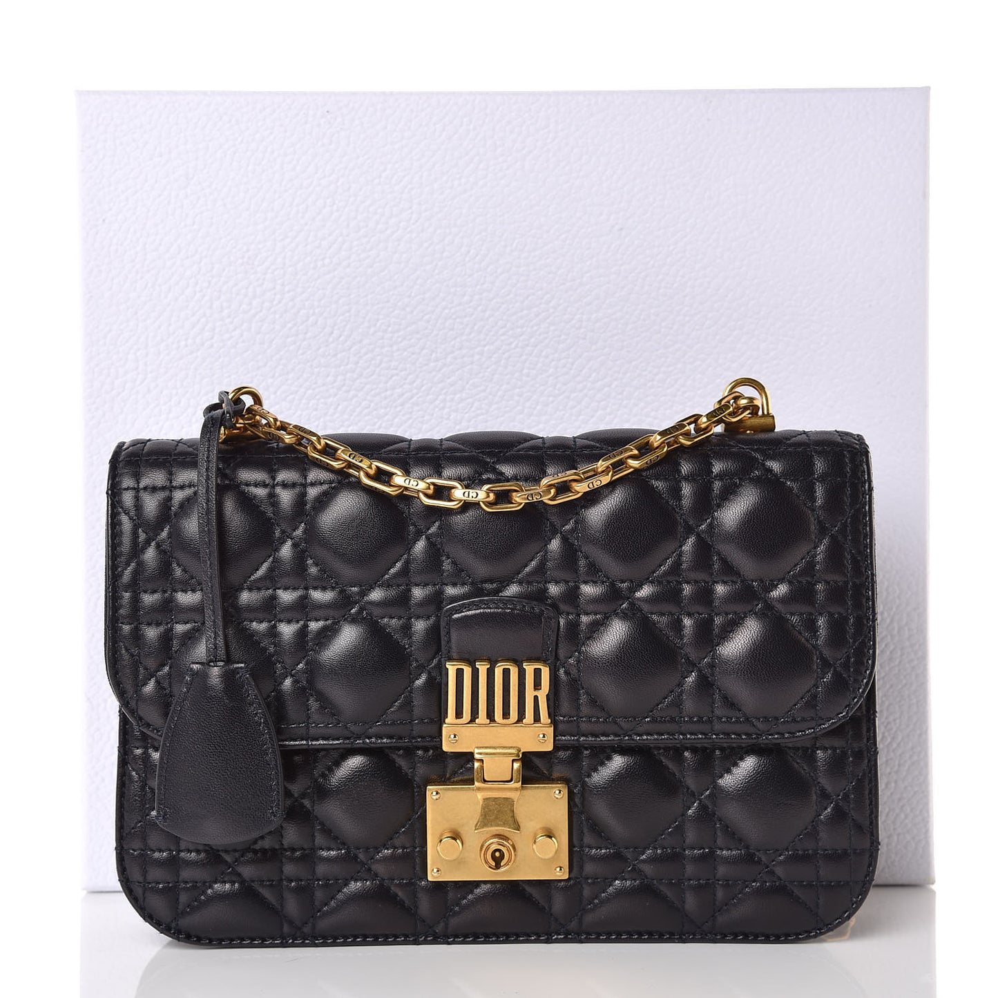 Lambskin Cannage Large Dioraddict Flap Bag Black