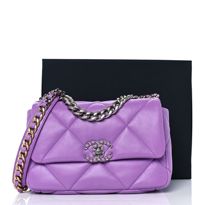 Chanel Lambskin Quilted Medium Chanel 19 Flap Light Purple 10 of 10