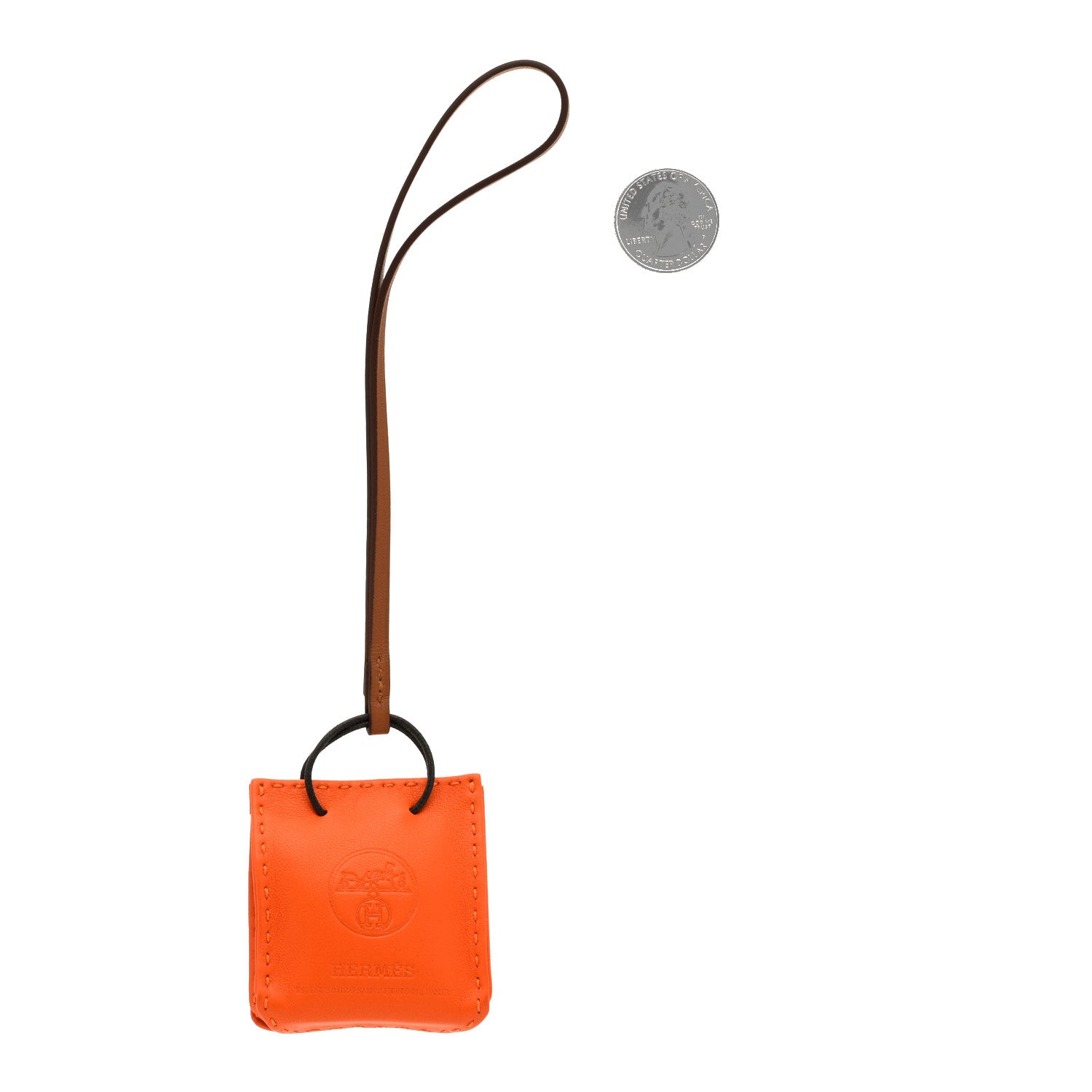 Hermes Milo Lambskin Swift Shopping Bag Charm Feu Gold 2 of 3