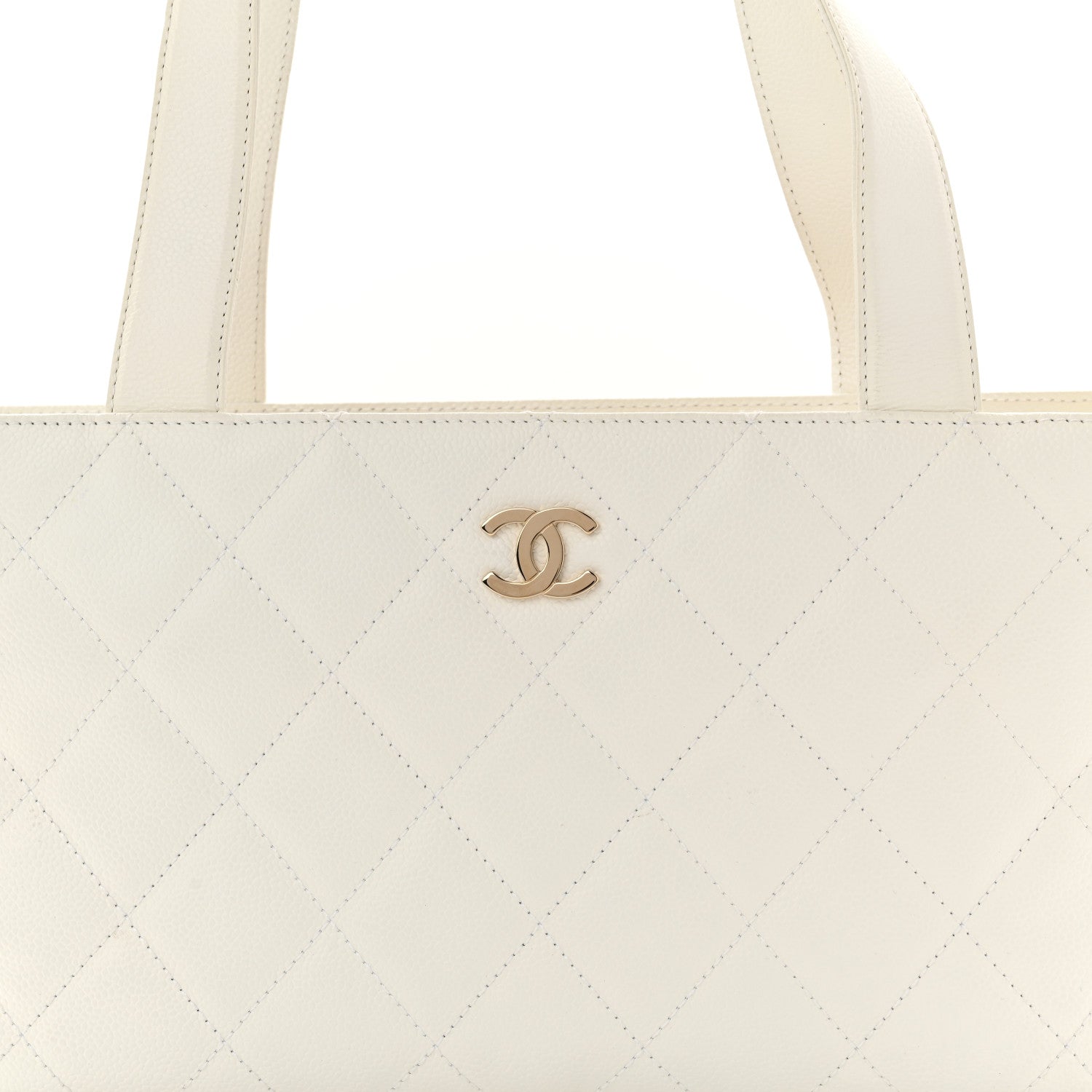 Chanel Caviar Quilted Tote With Clutch White 9 of 18