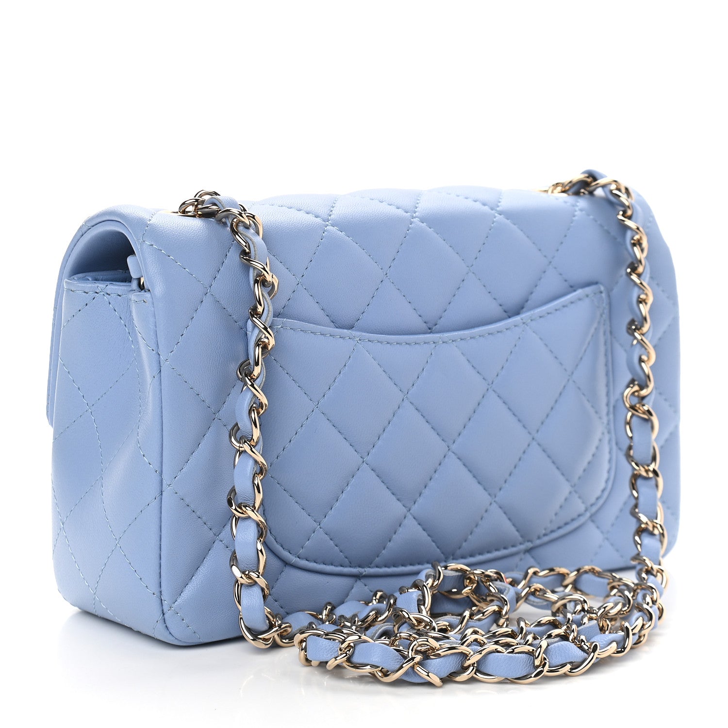 Chanel Lambskin Quilted Mini Rectangular Flap Light Blue 3 of 9