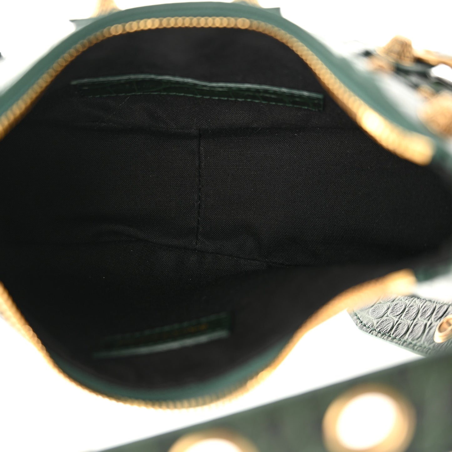 Extra Supple Calfskin Crocodile Embossed Le Cagole Shoulder Bag XS Forest Green