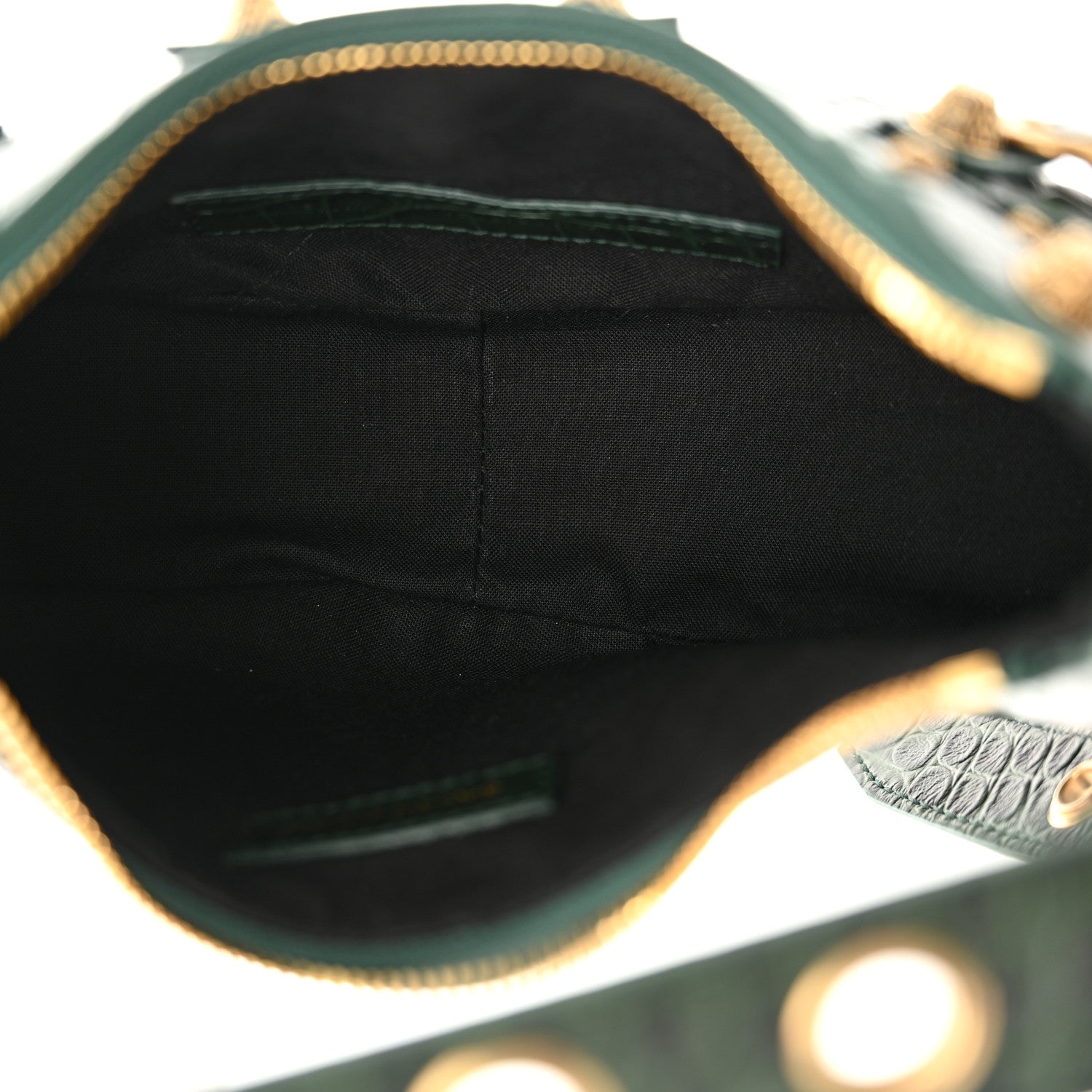 Balenciaga Extra Supple Calfskin Crocodile Embossed Le Cagole Shoulder Bag XS Forest Green 6 of 11