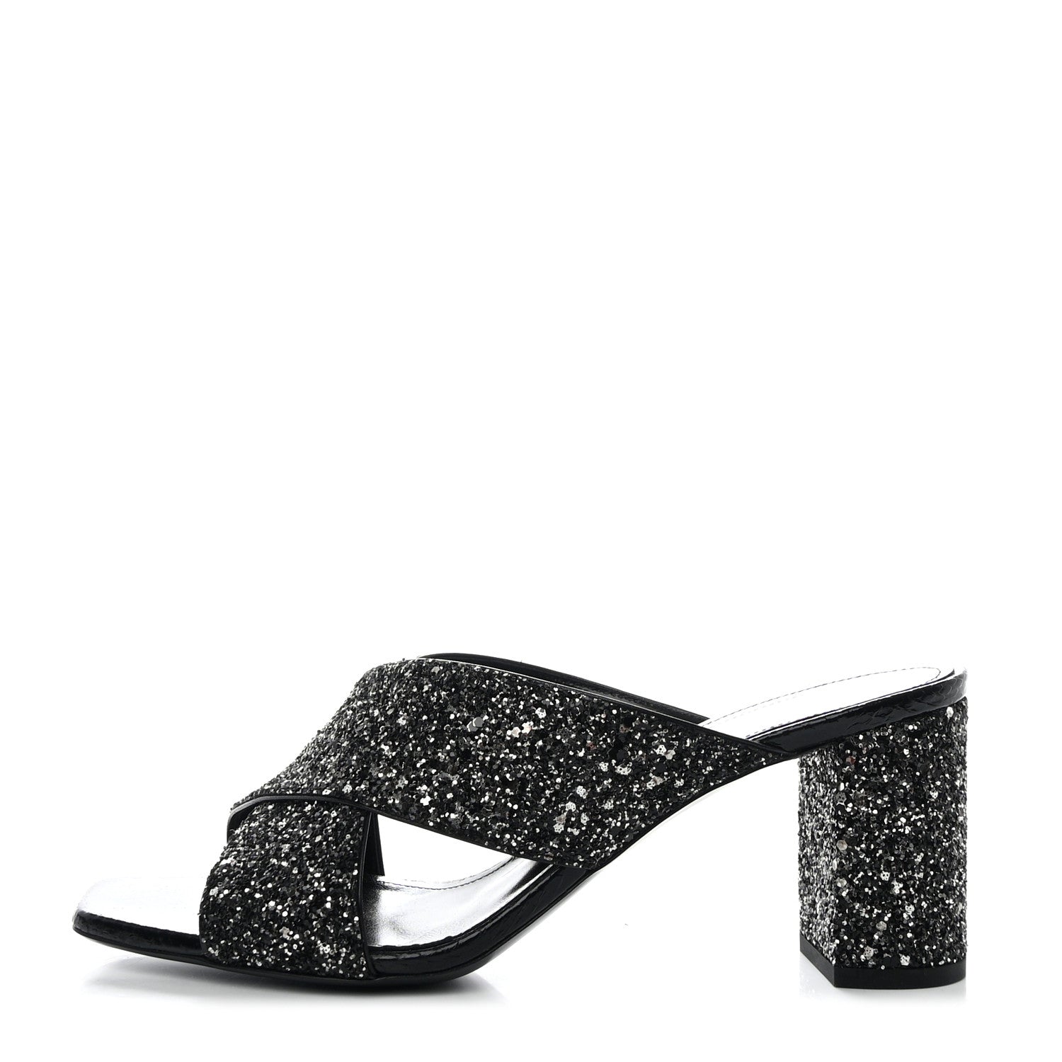 Saint Laurent SAINT LAURENT Glitter LouLou 70 Mule Sandals 39 Black 1 of 9