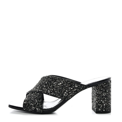Saint Laurent SAINT LAURENT Glitter LouLou 70 Mule Sandals 39 Black 1 of 9
