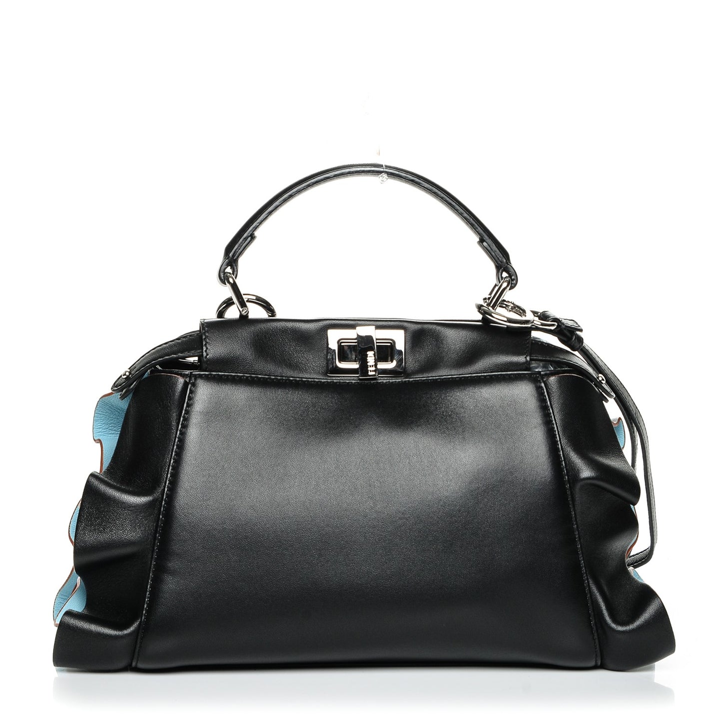 Nappa Waves Bi-Color Mini Peekaboo Iconic Satchel Black Turchese