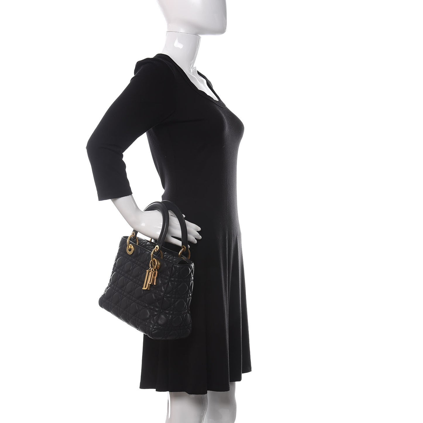 Lambskin Cannage Medium Lady Dior Black