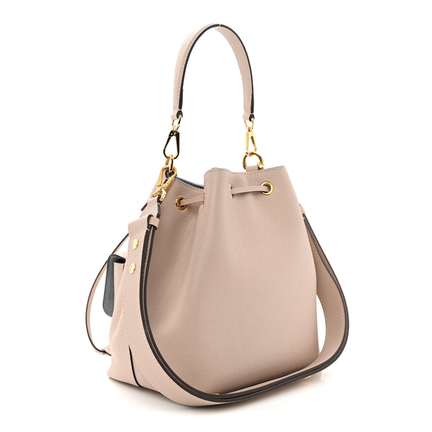 Calfskin Lockme Bucket MM Greige
