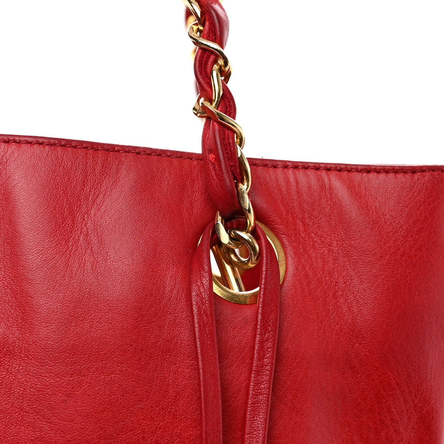 Lambskin Quilted Tote Red