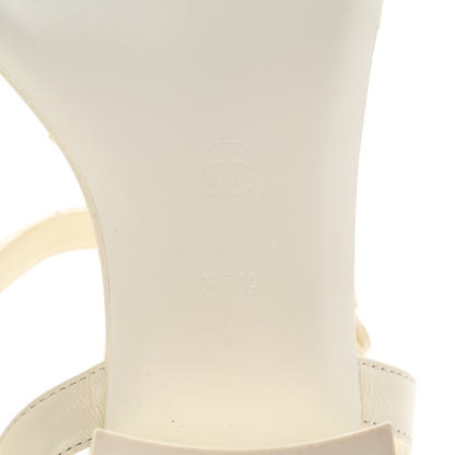 Chanel Lambskin CC Logo Thong Sandals 37.5 White 7 of 10