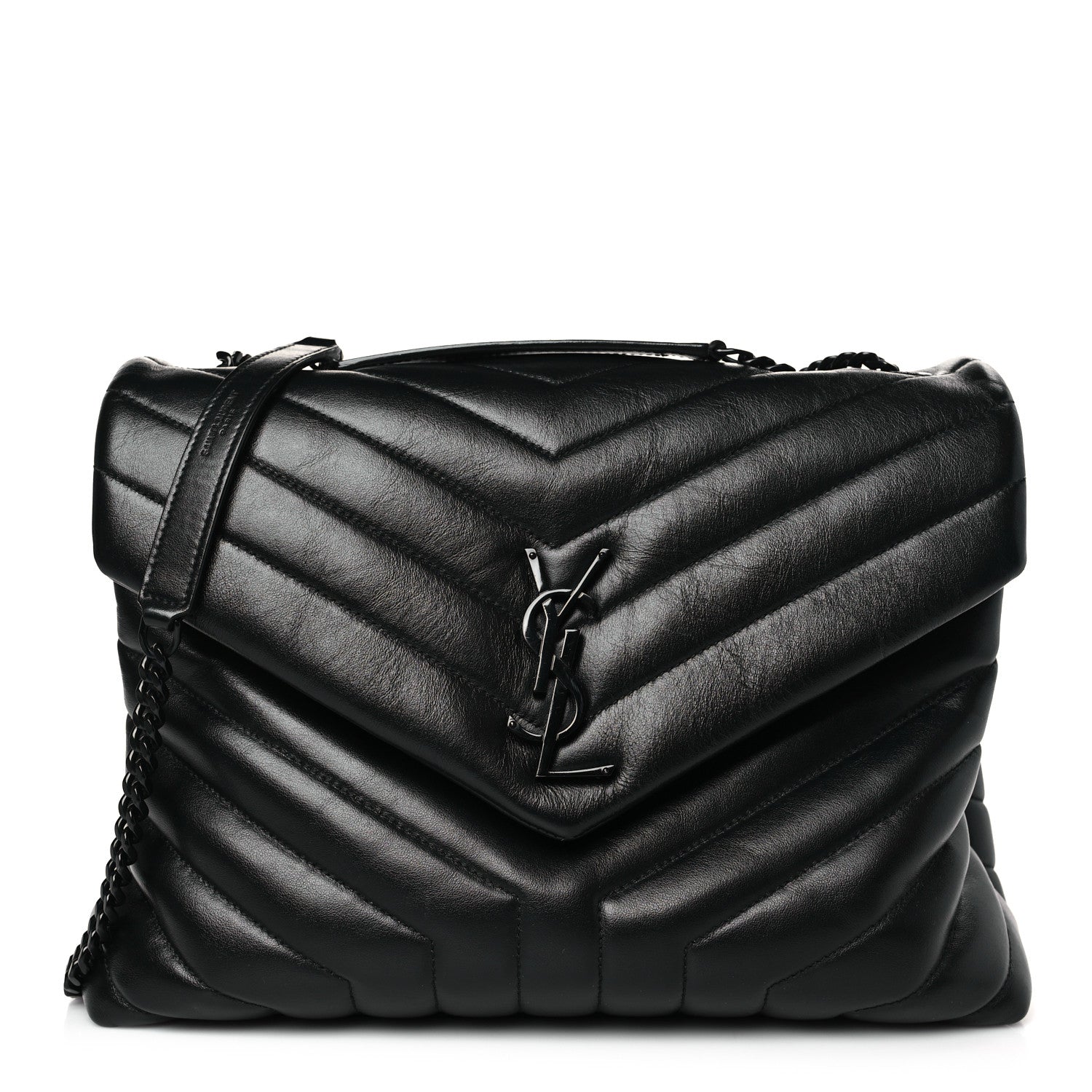 Saint Laurent Calfskin Y Quilted Monogram Monochrome Medium Loulou Chain Satchel Black 1 of 9