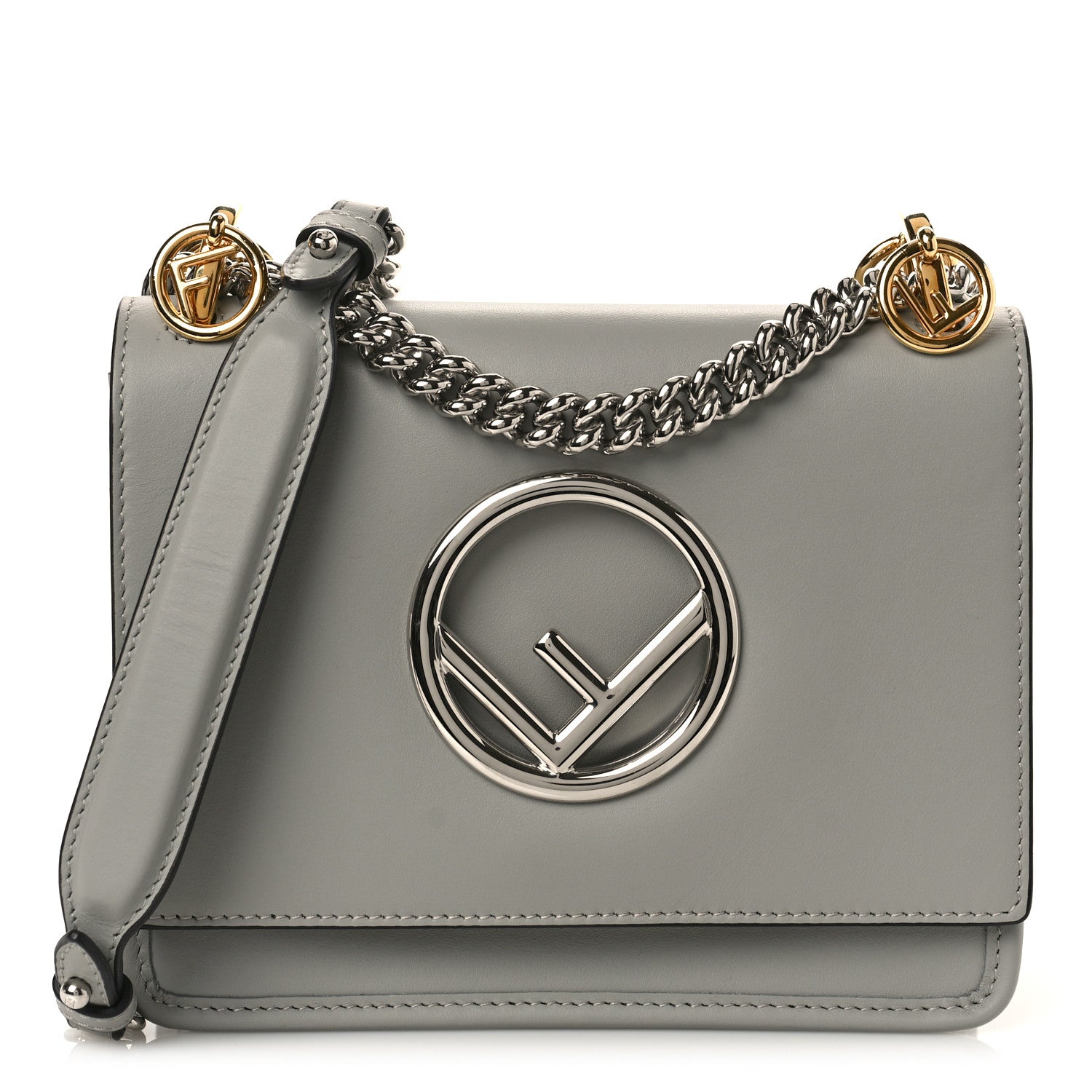 Fendi Vitello Century Opaco F is Fendi Small Kan I Shoulder Bag Grigio Perla 1 of 8
