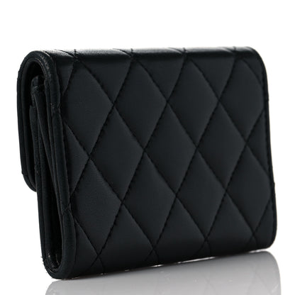 Chanel Lambskin Quilted Flap Card Holder Wallet Black 3 of 10