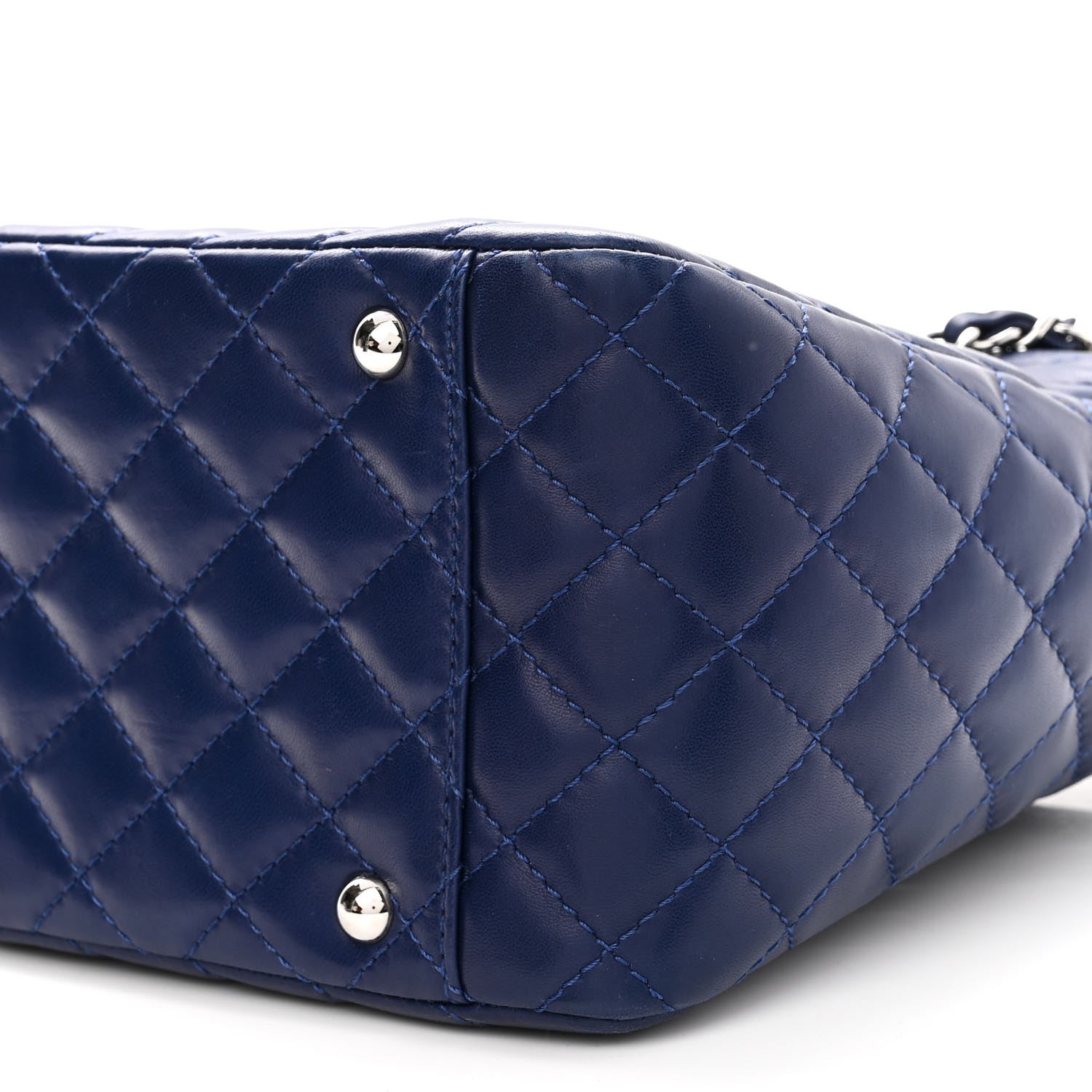 Chanel Lambskin Chevron Quilted Small Surpique Tote Dark Blue 10 of 11