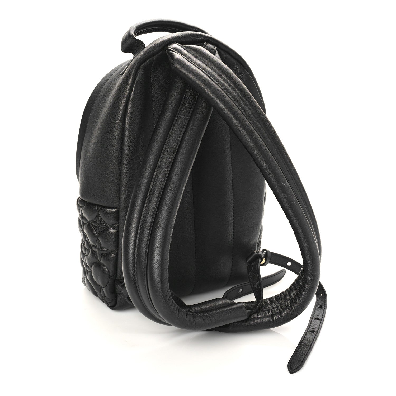 Louis Vuitton Lambskin Flower Quilted Palm Springs Backpack PM Black 3 of 8