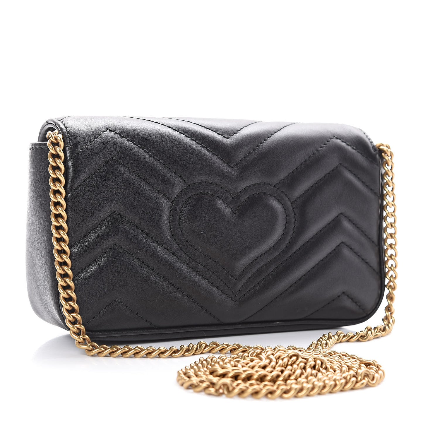 Calfskin Matelasse Super Mini GG Marmont Shoulder Bag Black