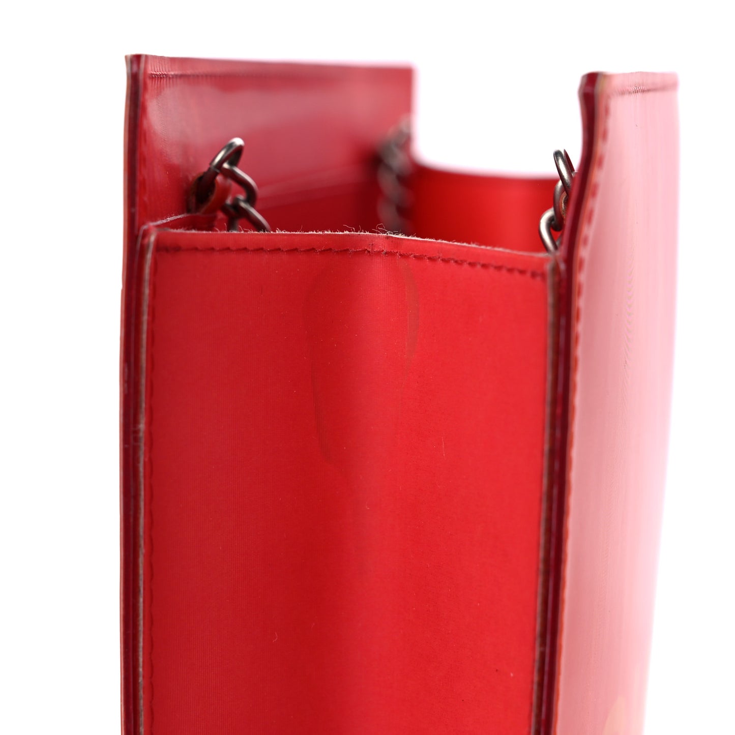 Vinyl Hologram CC Shoulder Bag Red