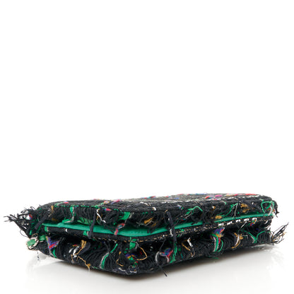 Chanel Tweed Fringe Wallet On Chain WOC Black Green 4 of 12