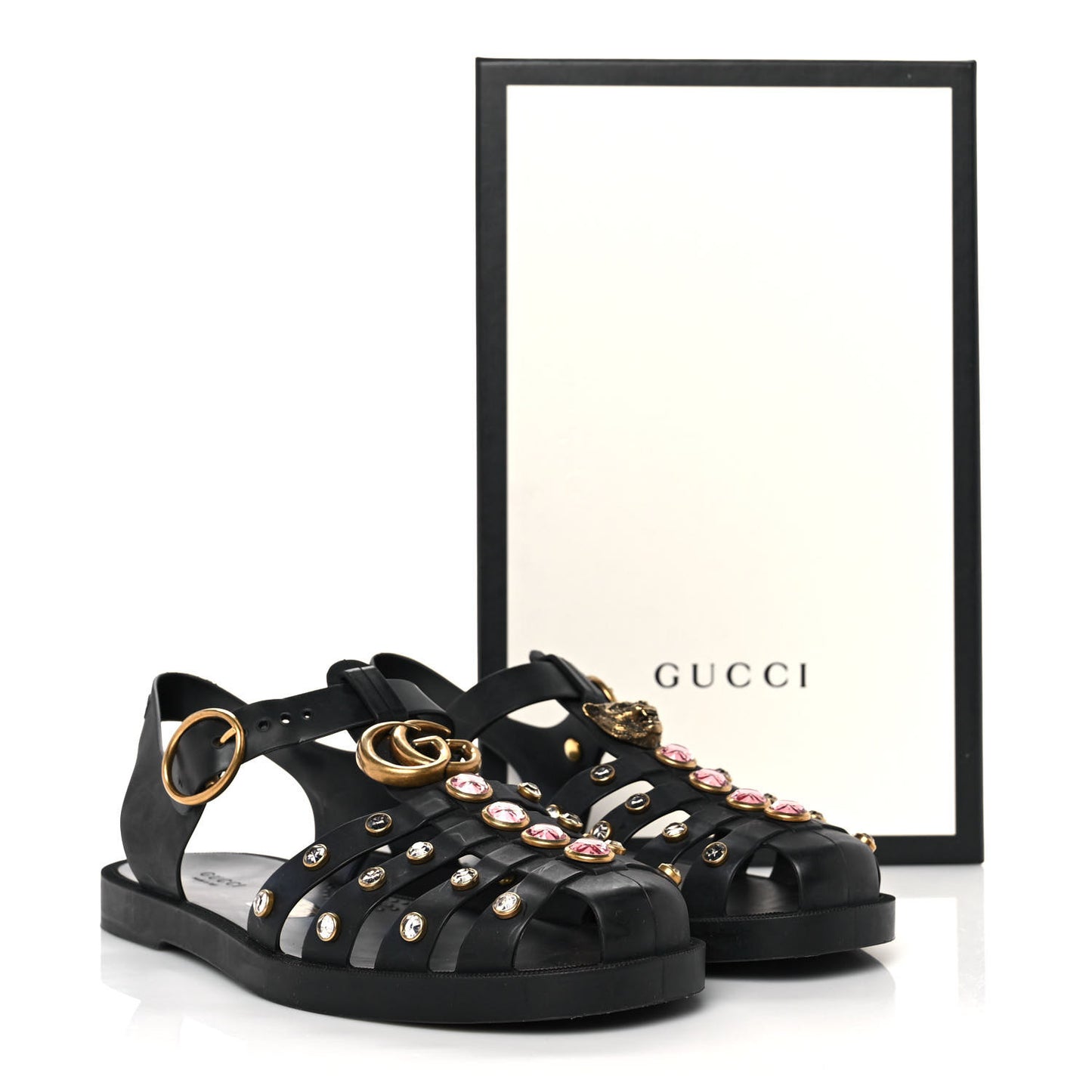 Rubber Crystal Womens Buckle Strap Sandals 39 Black