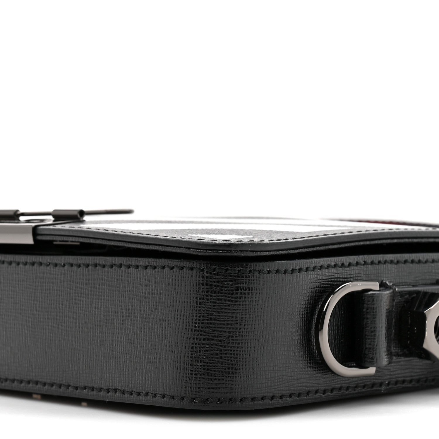 Off-White Saffiano Striped Mini Diag Binder Clip Bag Black White Indus 9 of 11