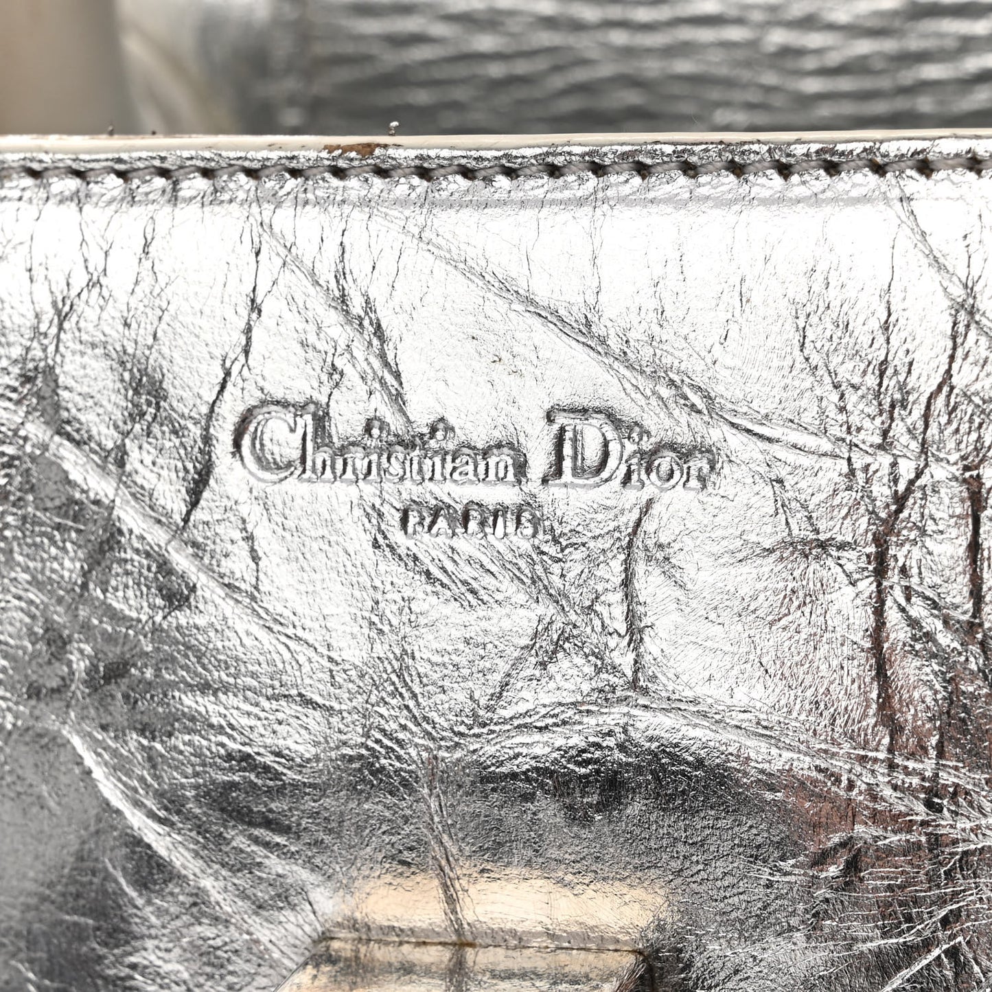 Metallic Calfskin Large Diorever Flap Silver