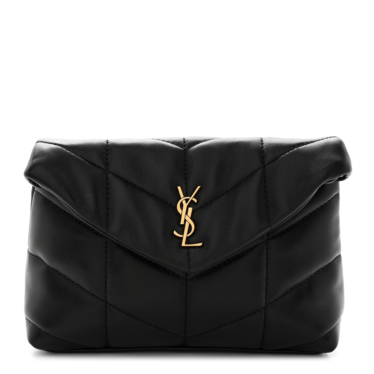 Lambskin Monogram Loulou Puffer Pouch Clutch Black