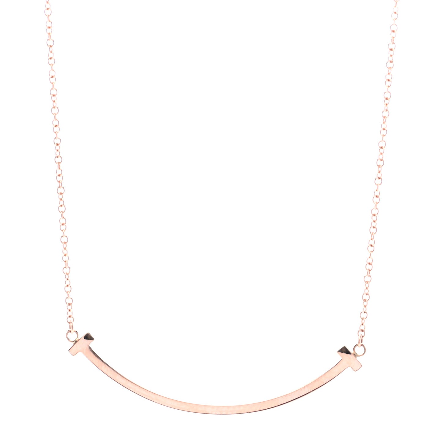 18K Rose Gold Small T Smile Pendant Necklace