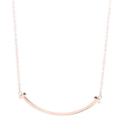 Tiffany 18K Rose Gold Small T Smile Pendant Necklace 1 of 6