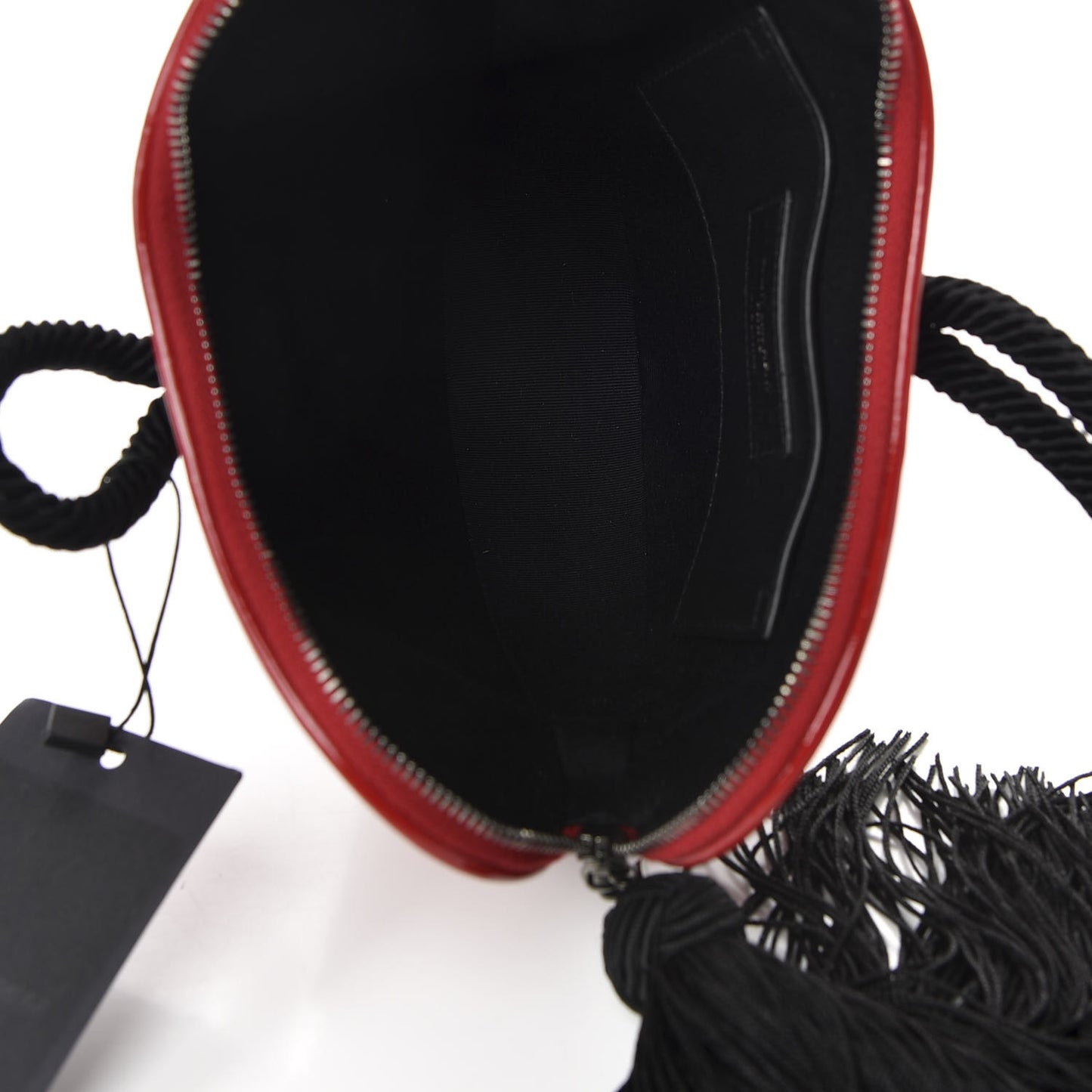 Patent Crocodile Embossed Sac Coeur Heart Shaped Clutch Red
