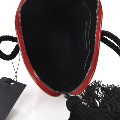 Saint Laurent Patent Crocodile Embossed Sac Coeur Heart Shaped Clutch Red 5 of 10