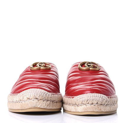 Gucci Nappa Matelasse GG Marmont Espadrille Slippers 40 Hibiscus Red 2 of 11