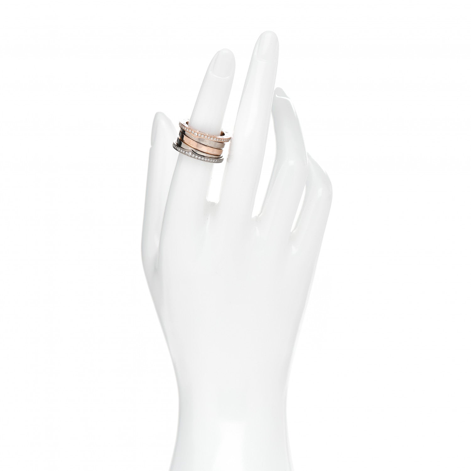 Bulgari 18K Rose White Gold Diamond Labyrinth B.Zero1 Four-Band Ring 52 6 2 of 4