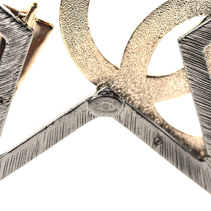 Chanel Ruthenium Crystal Pearl Logo Star Brooch Silver Gold 3 of 3