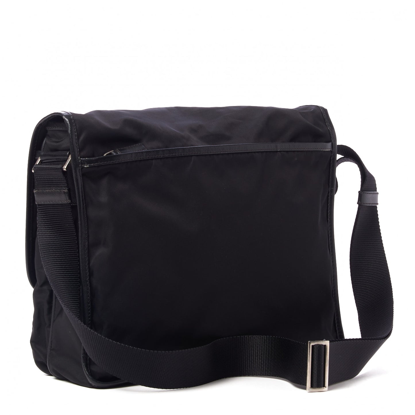 Tessuto Nylon Saffiano Logo Messenger Bag Black