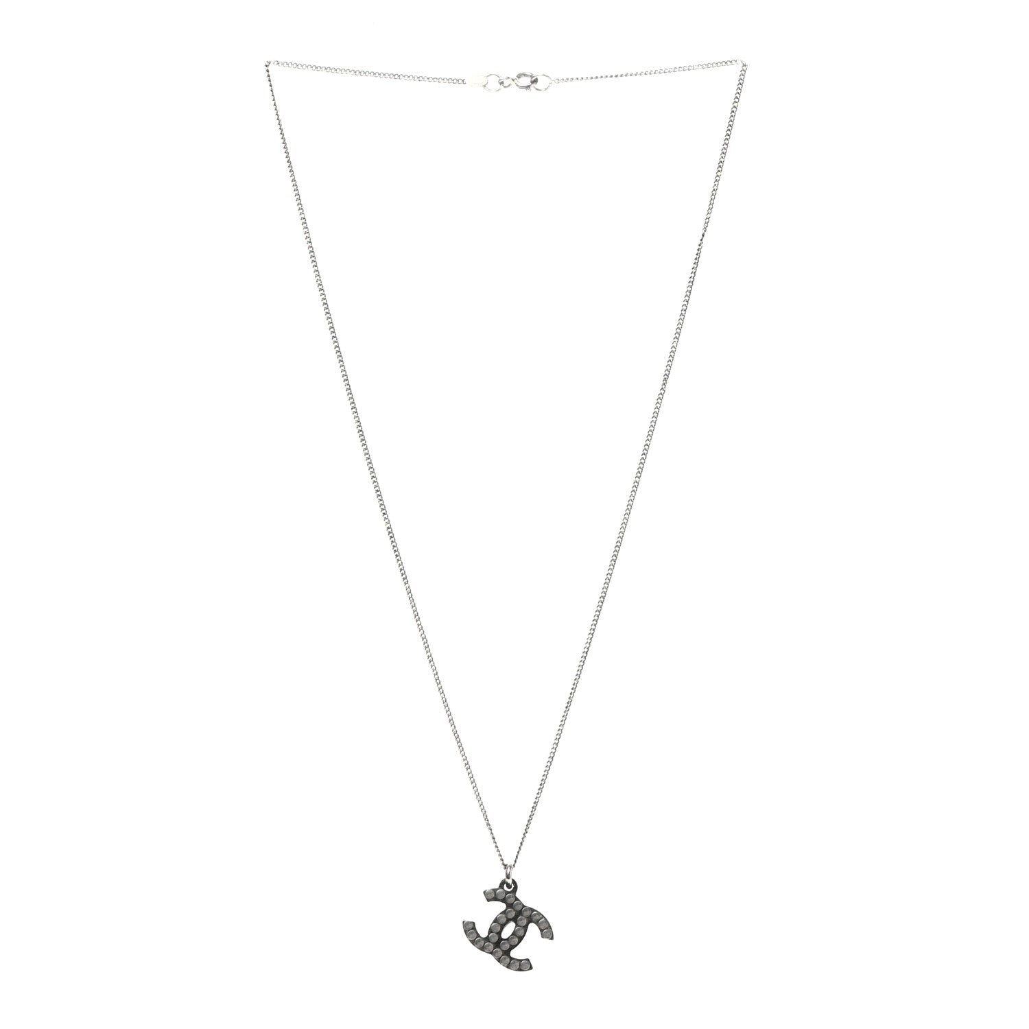 Chanel Resin Metal Studded CC Necklace Black 3 of 6
