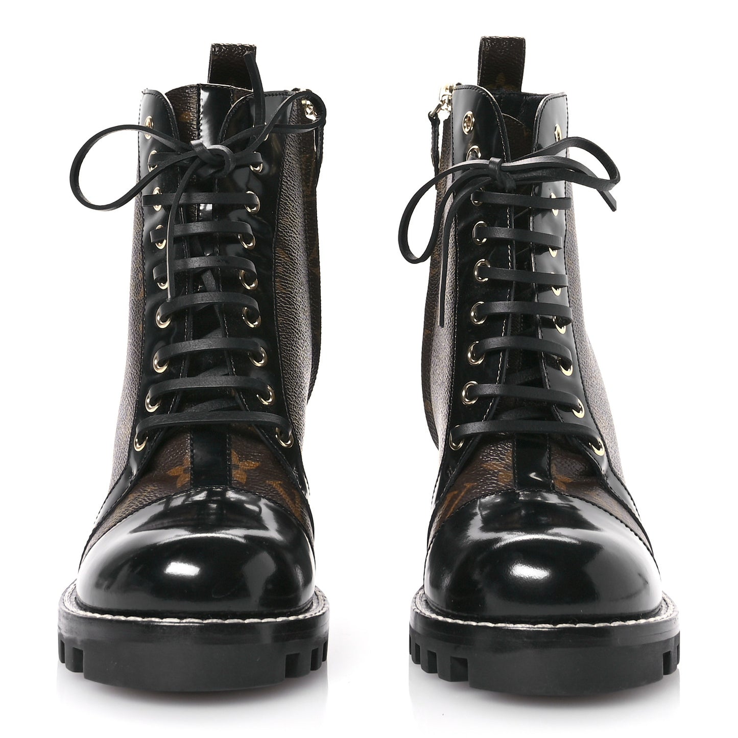 Patent Calfskin Monogram Star Trail Ankle Boots 41 Black