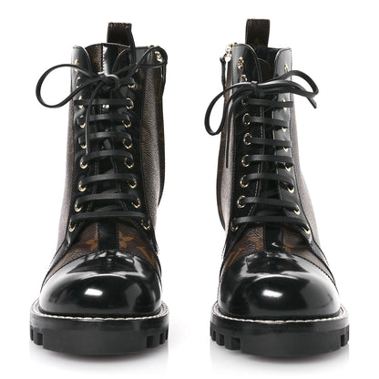 Louis Vuitton Patent Calfskin Monogram Star Trail Ankle Boots 41 Black 2 of 7