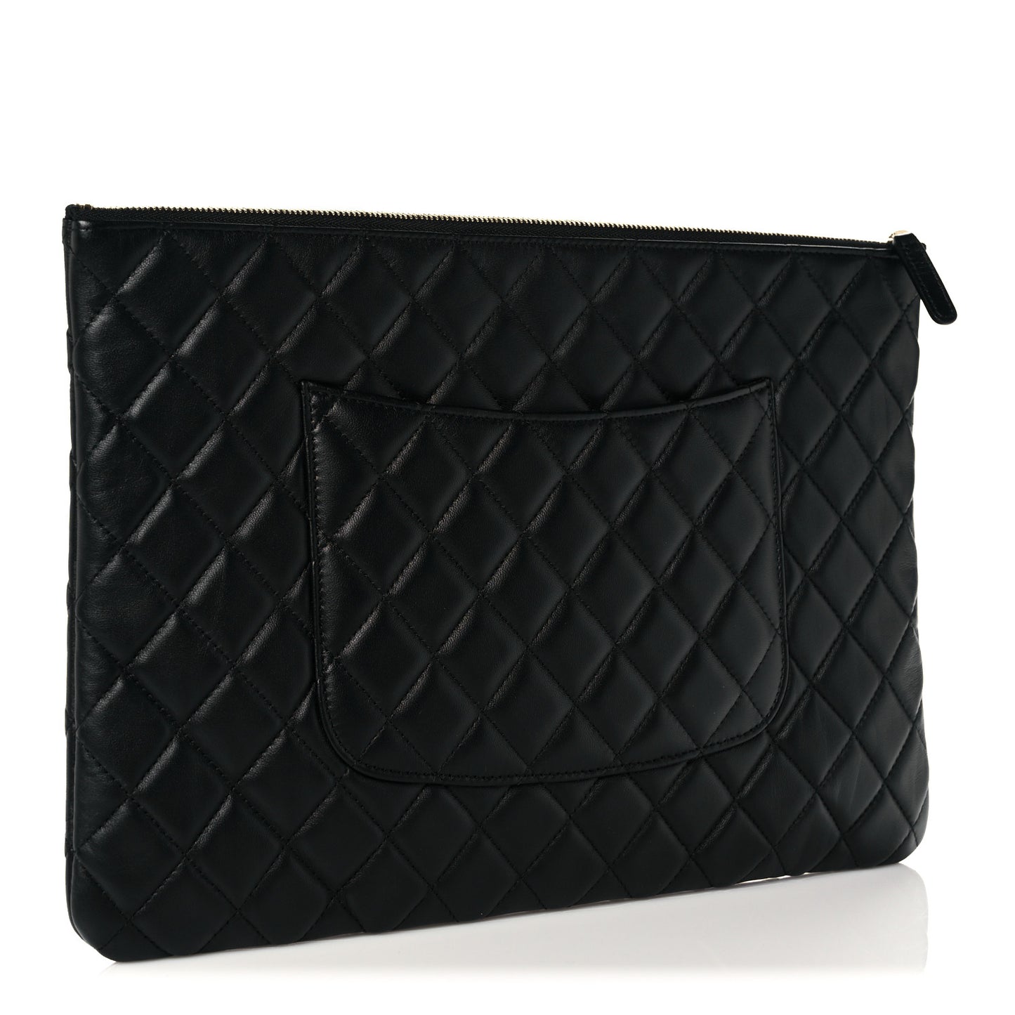 Lambskin Quilted Large Cosmetic Case Black