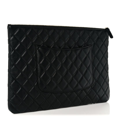 Chanel Lambskin Quilted Large Cosmetic Case Black 3 of 11