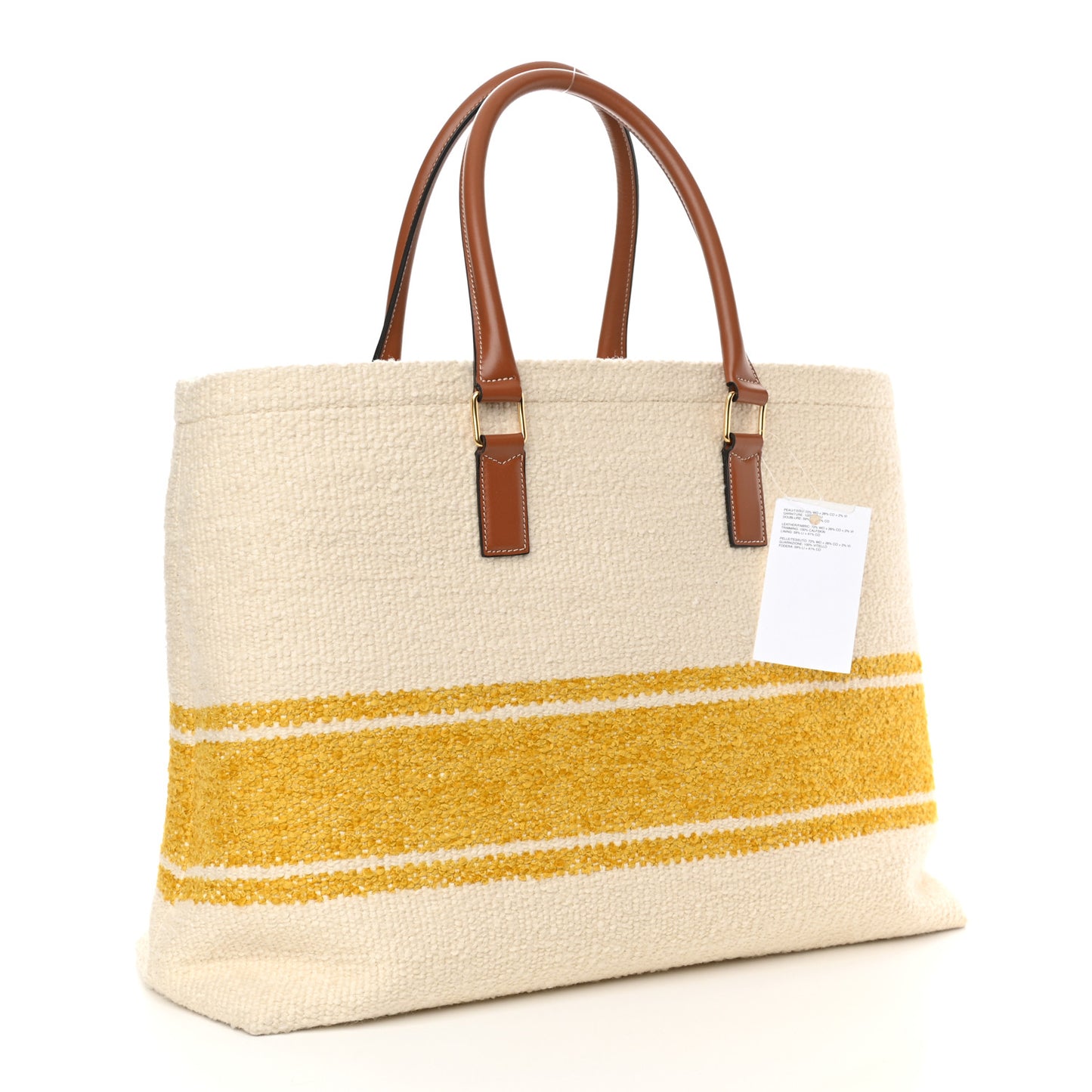 Plein Soleil Textile Calfskin Horizontal Cabas Beige Yellow