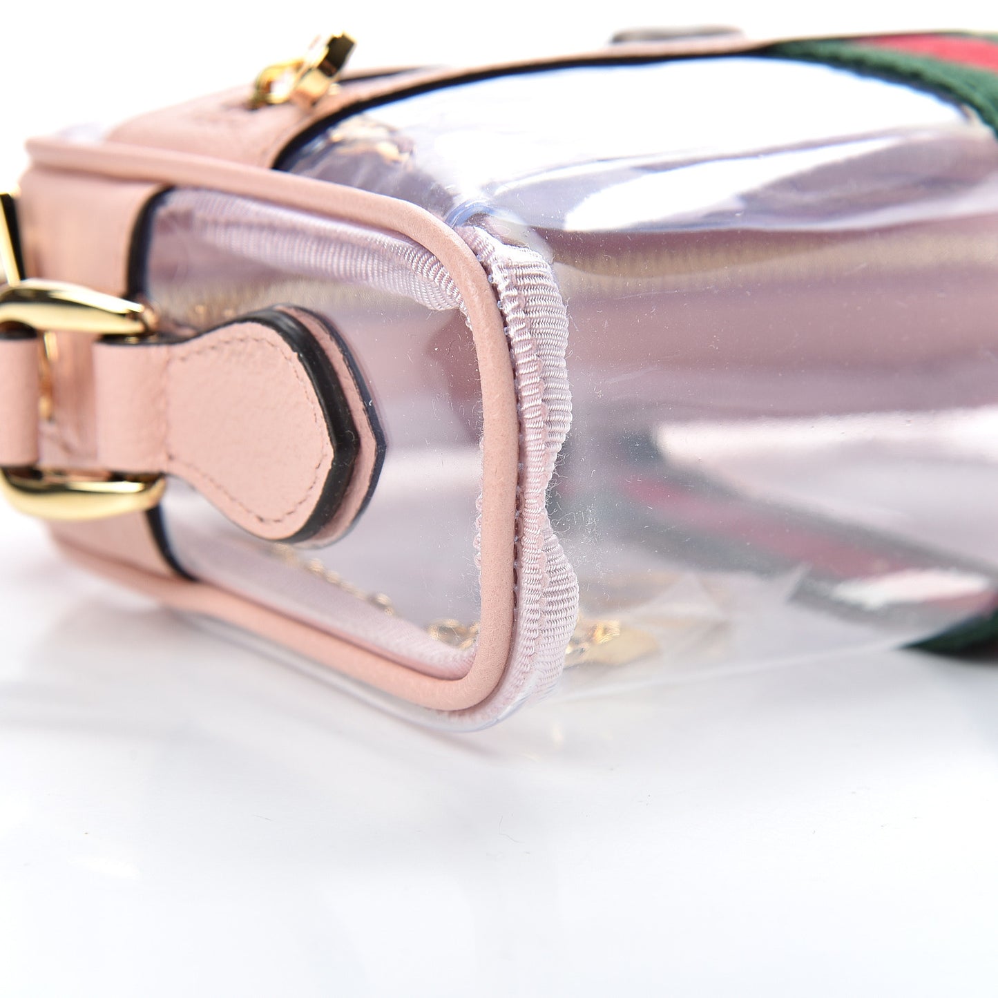 Vinyl Web Mini Ophidia Transparent Shoulder Bag Perfect Pink