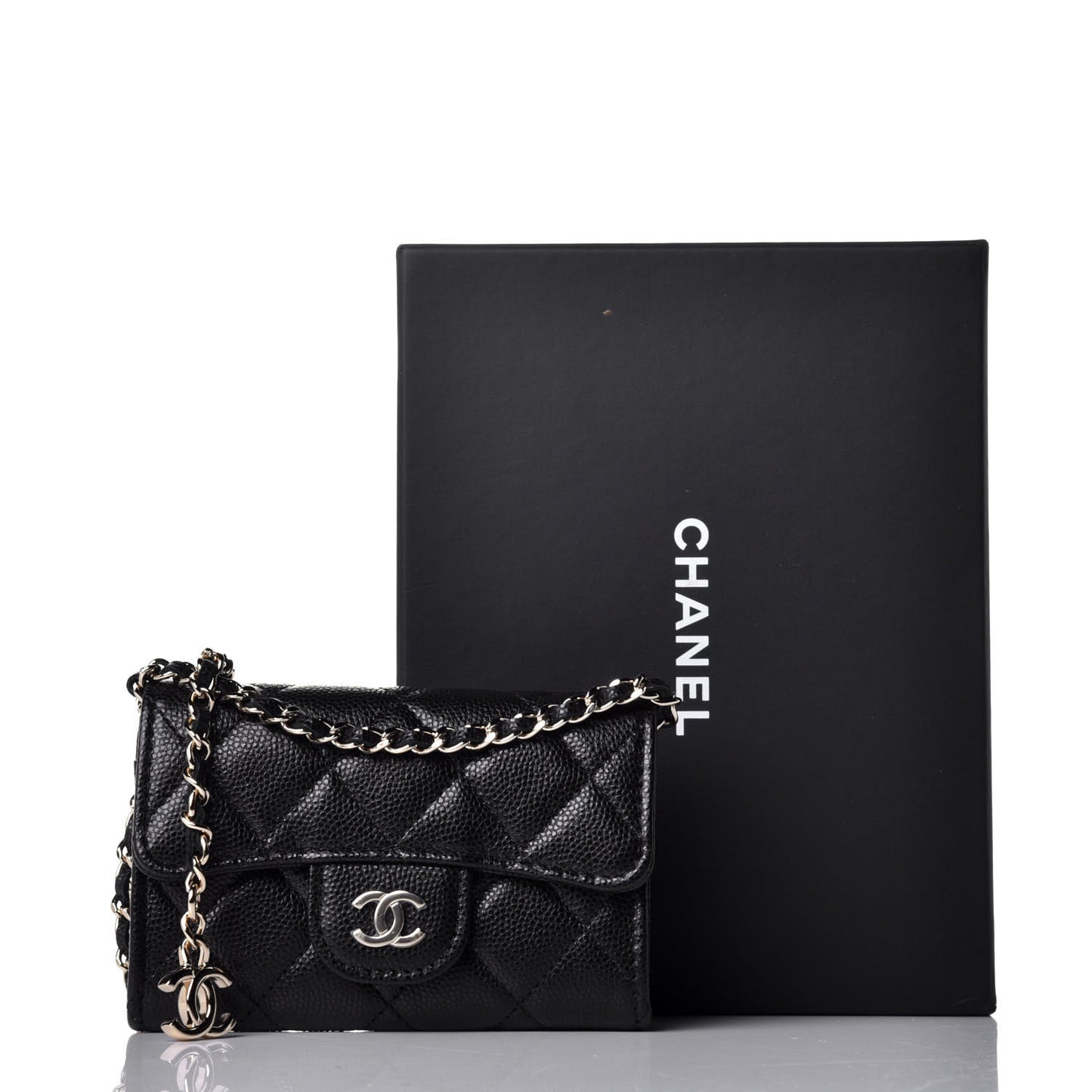 Caviar Quilted Flap Classic Belt Bag Black