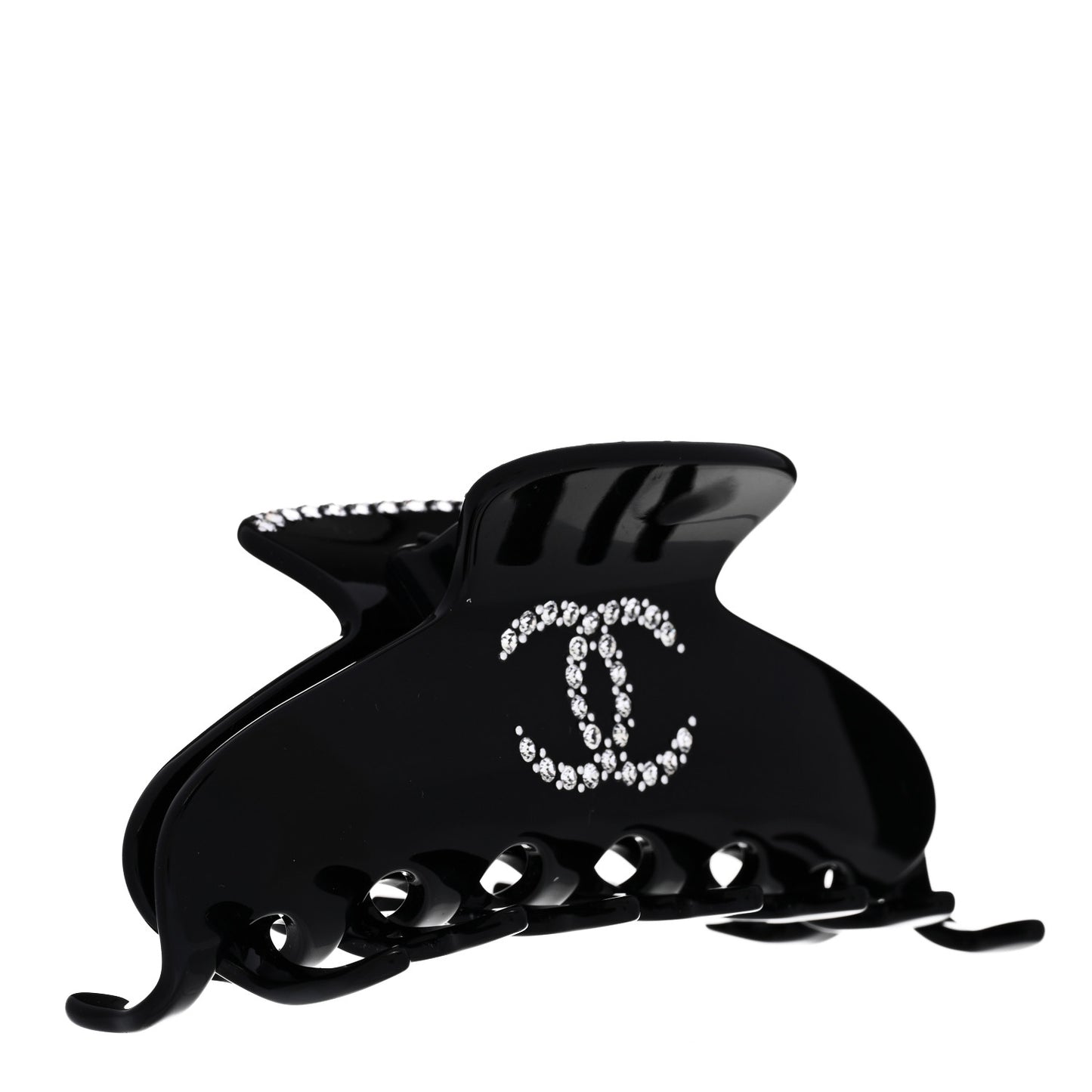Resin Enamel Crystal CC Hair Clip Black