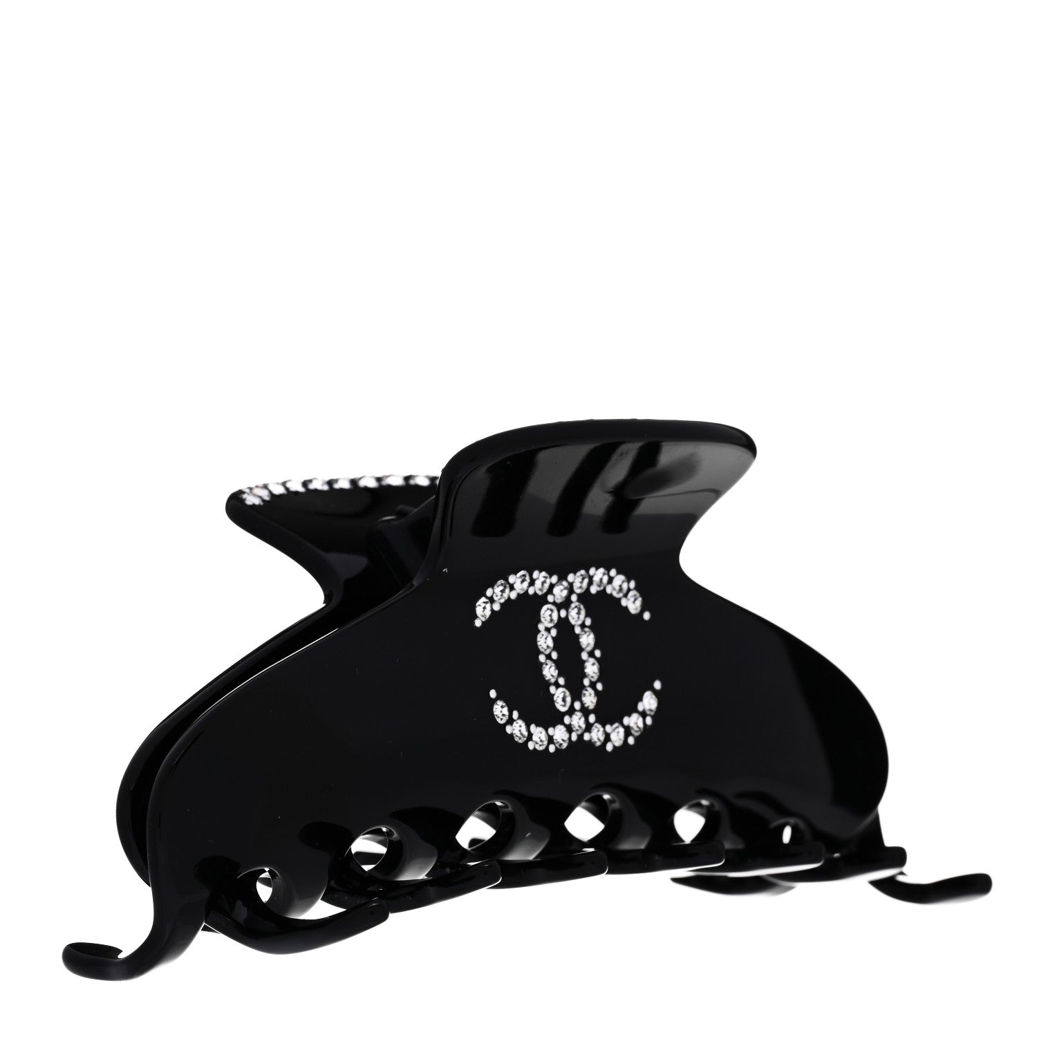 Chanel Resin Enamel Crystal CC Hair Clip Black 3 of 5