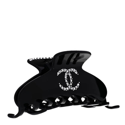 Chanel Resin Enamel Crystal CC Hair Clip Black 3 of 5