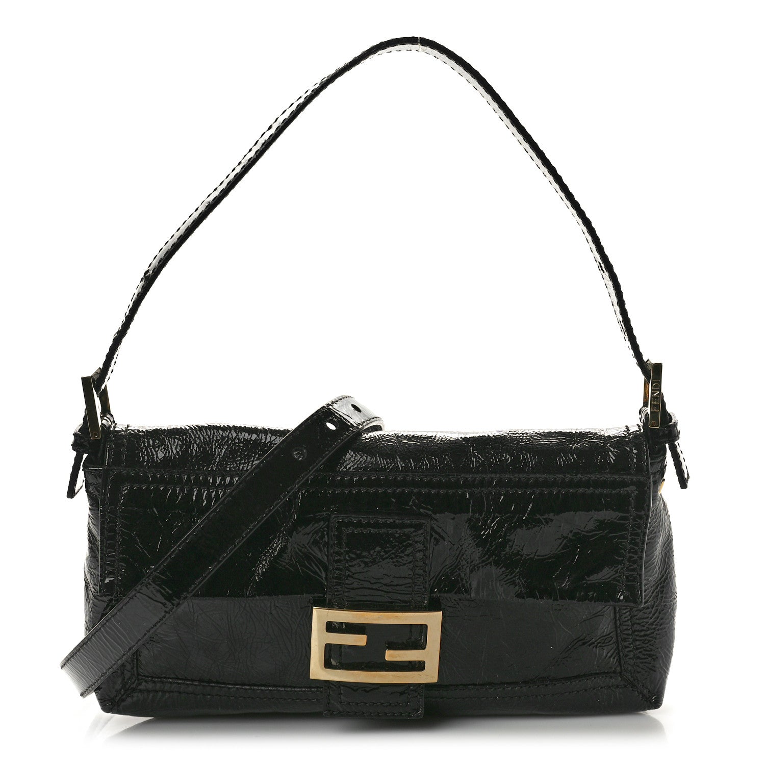 Fendi Vitello Naplak Medium Convertible Baguette Black 1 of 11