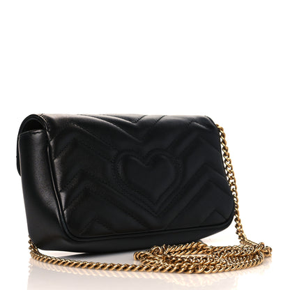 Gucci Calfskin Matelasse Super Mini GG Marmont Shoulder Bag Black 3 of 10