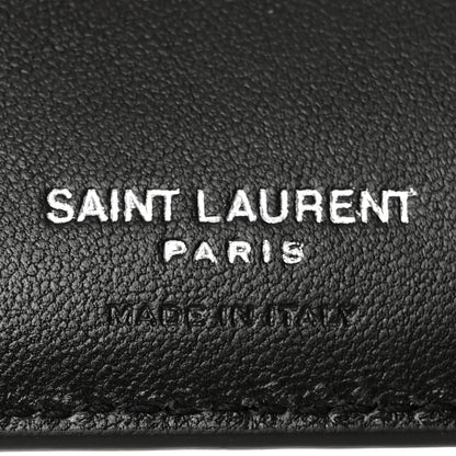 Saint Laurent Calfskin Lambskin Snakeskin Embossed Monogram Fragments Wallet Black White 7 of 9