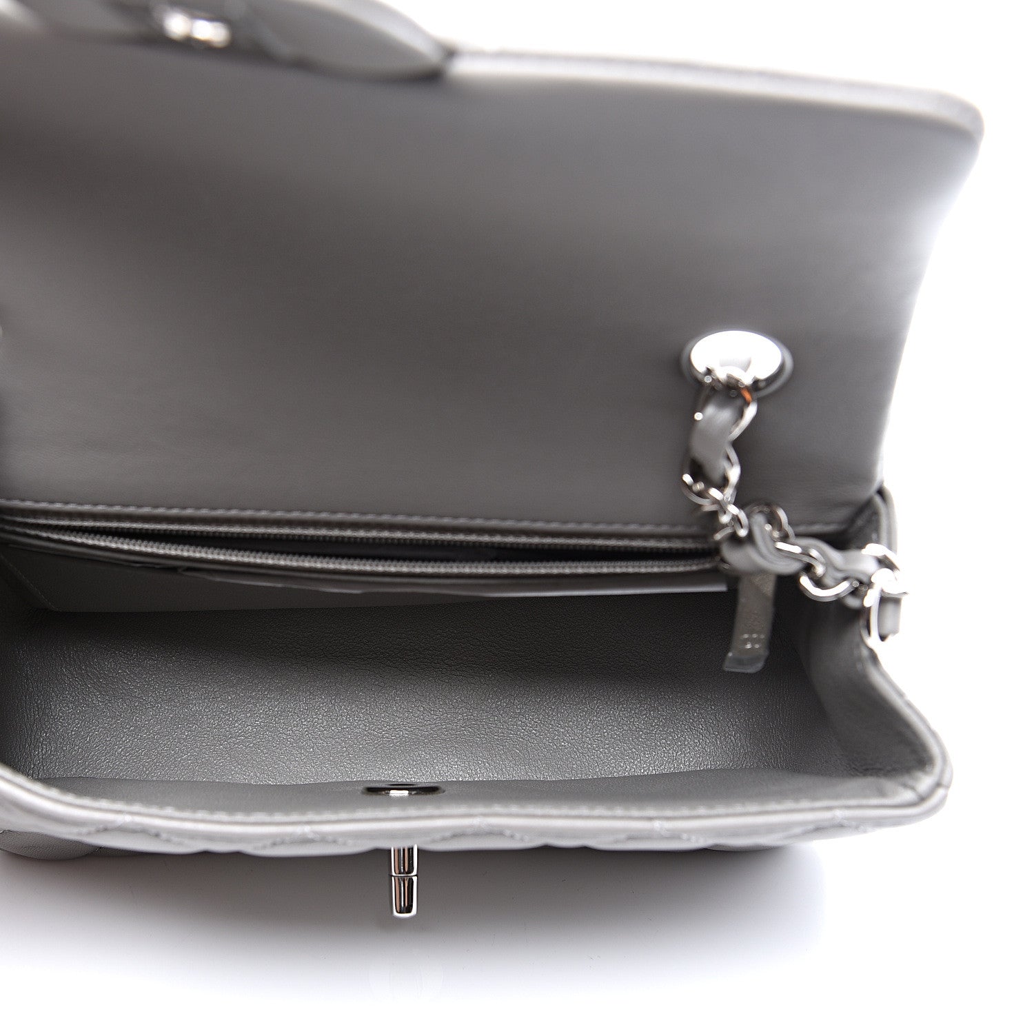 Chanel Lambskin Quilted Mini Rectangular Flap Grey 4 of 10