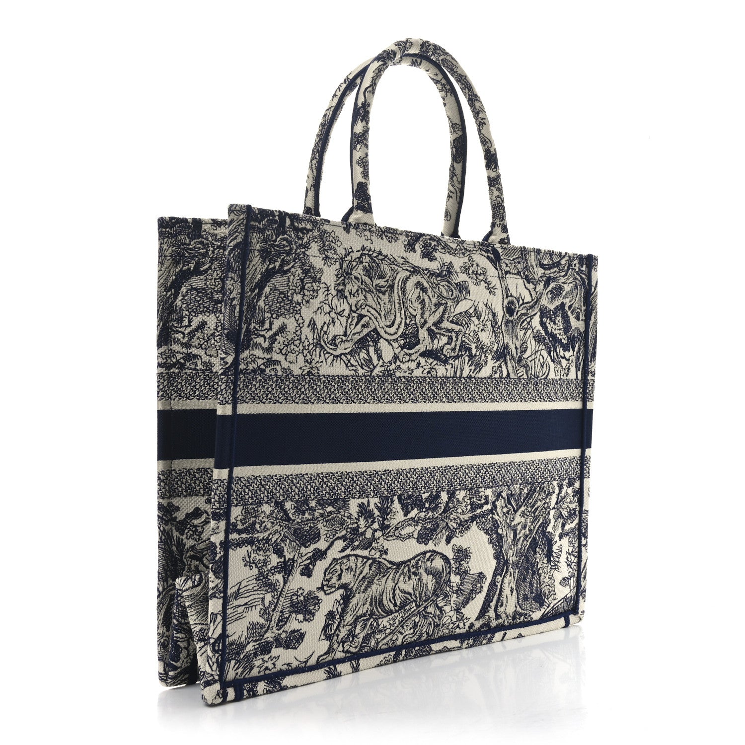 Christian Dior Canvas Embroidered Large Dioriviera Toile De Jouy Book Tote Blue 3 of 10